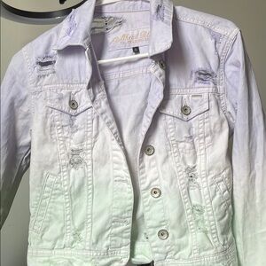 Distressed White Denim Jacket for Kids